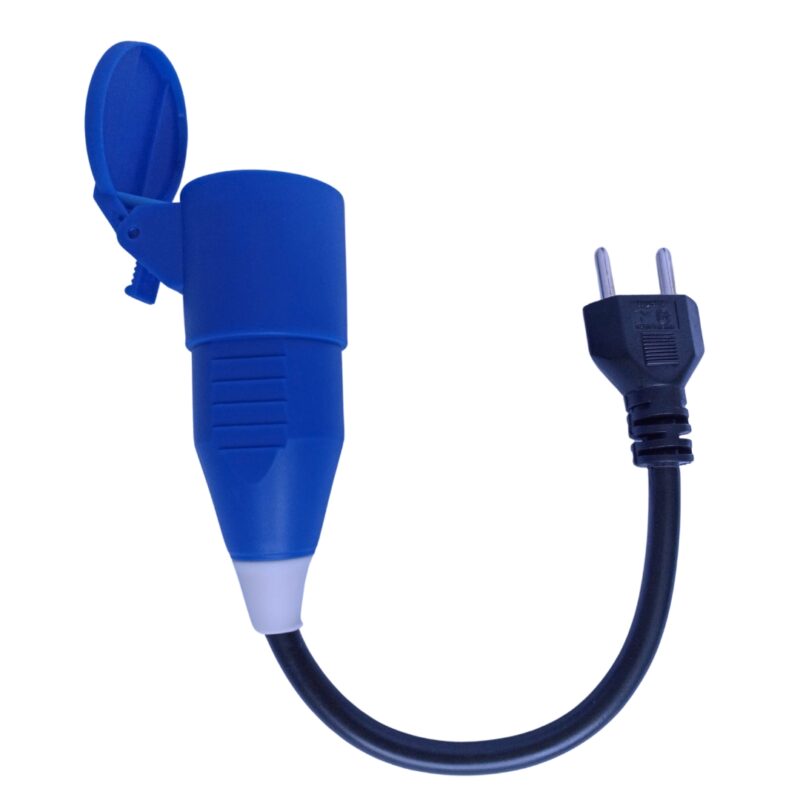 ADAPTADOR TOMADA EUROPEIA 16A SCHUKO PARA PLUGUE 20A 2P - EVS PLUGS