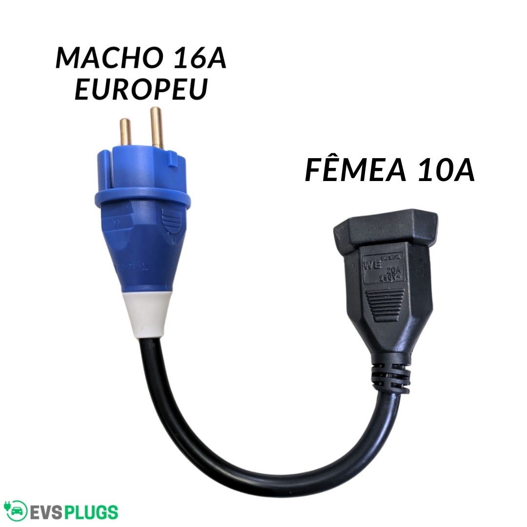ADAPTADOR TOMADA EUROPEIA 16A SCHUKO MACHO PARA FÊMEA 10A 2P+T BRASIL - Imagem 2