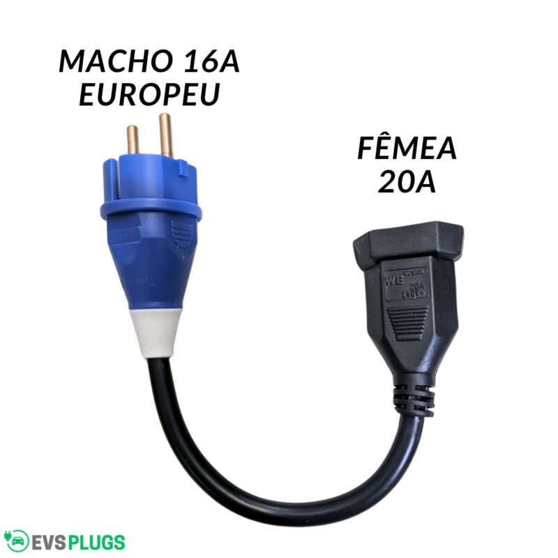 ADAPTADOR TOMADA EUROPEIA 16A SCHUKO MACHO PARA FÊMEA 20A 2P+T BRASIL ...