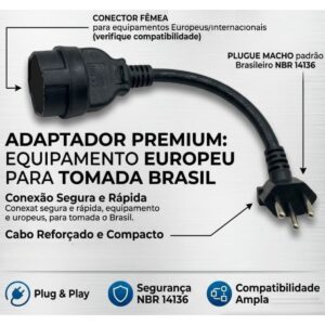 Alternative view of ADAPTADOR TOMADA EUROPEIA SCHUKO PARA PLUGUE 10A
