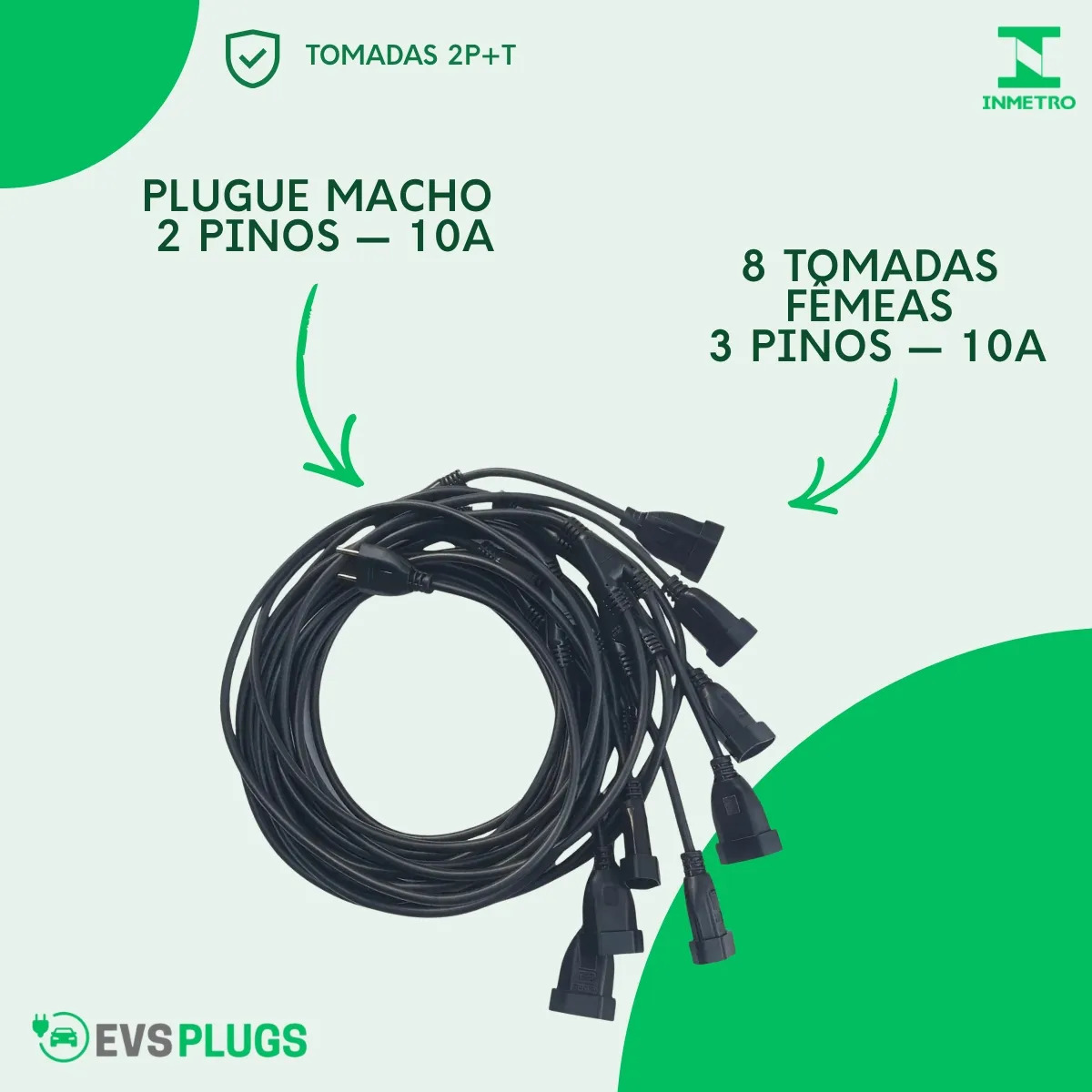 Extensão Elétrica Multi-vias 12metros 2x1,50mm 10a 8 Tomadas - Imagem 3