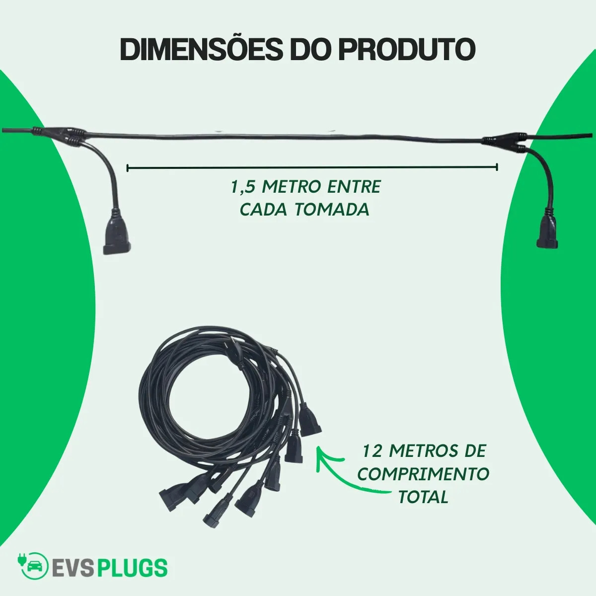 Extensão Elétrica Multi-vias 12metros 2x1,50mm 10a 8 Tomadas - Imagem 6